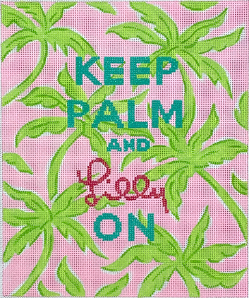 SS-236 “Keep Palm & Lilly On” – Palm Trees – turquoise, hot pink & limes on light pink - TS