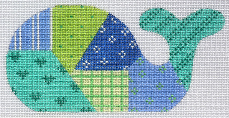 OM-36 Mini Whale – Patchwork – bright blues & greens (March) - TS