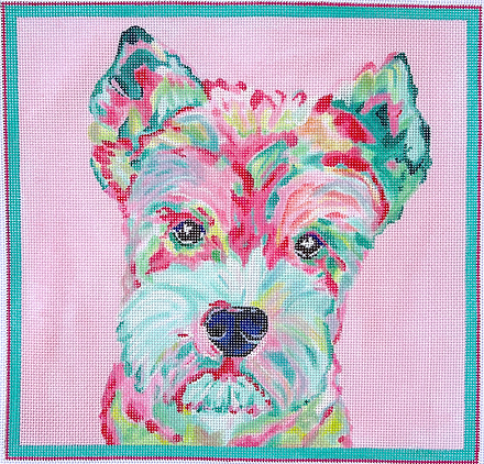 MC-PL-23 Megan Carn – Mini Schnauzer – multi on soft pink  - TS