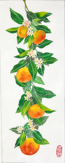 GM-PL-07 Gabby Malpas – Hanging Oranges with leaves & Orange Blossoms      - TS