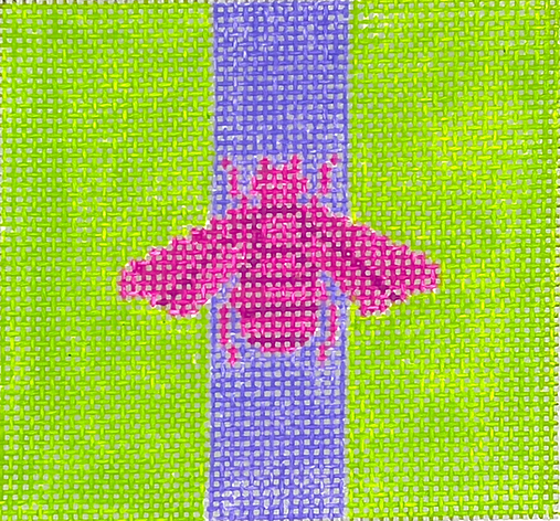 INSSQ3-68 3” Square Insert – Gucci Bee in Mod Colors – magenta w/ purple stripe on deep lime  - TS