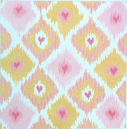 PL-135 Ikat Diamonds w/ Allover Hearts – coral, pink & apricot - TS