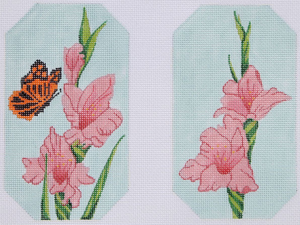 EGC-29 Glasses Case – Gladiolus – pinks on soft blue (full-size ONLY) - TS