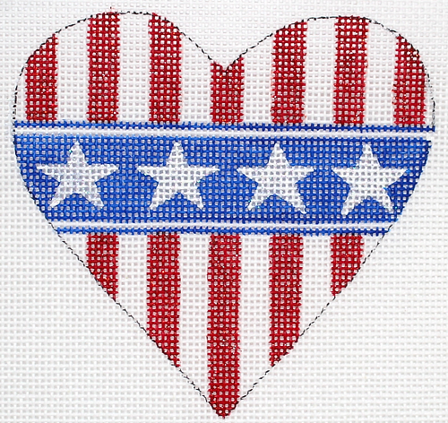 OM-229 Mini Heart – Patriotic Red & White Stripes w/ Starred Blue Stripe       - TS