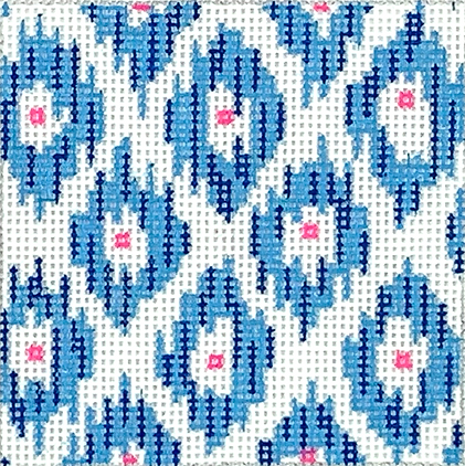 INSSQ3-28 Planet Earth 3” Square Insert – Ikat – medium blues with pink      - TS