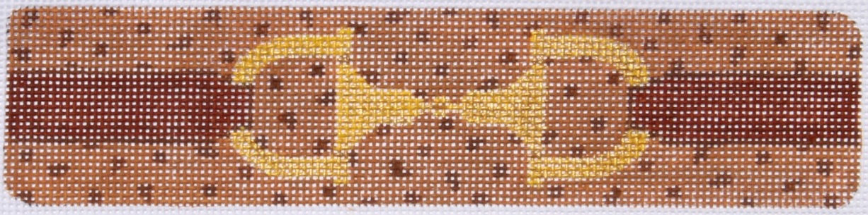 CU-62 Cuff – Snaffle Bit on Ostrich – tan & brown w/ gold - TS