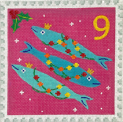 KH-PL-09 Klara Hawkins – Advent Stamp #9 – Three Fishes      - TS