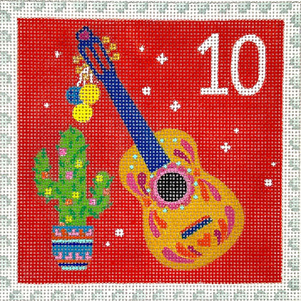 KH-PL-10 Klara Hawkins – Advent Stamp #10 – Cactus & Guitar      - TS