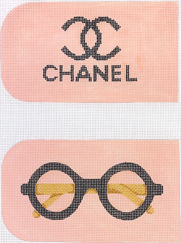 EGC-54F Glasses/ Phone Case – Chanel w/ Logo & Signature Round Glasses on peach (full-size ONLY)      - TS