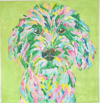 MC-PL-24 Megan Carn – Golden Doodle – multi on lime      - TS
