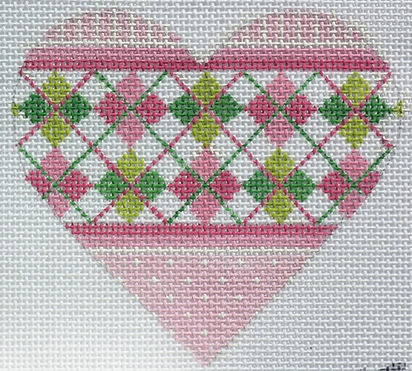 OM-08 Mini Heart – Argyle – pinks & greens (April)  - TS