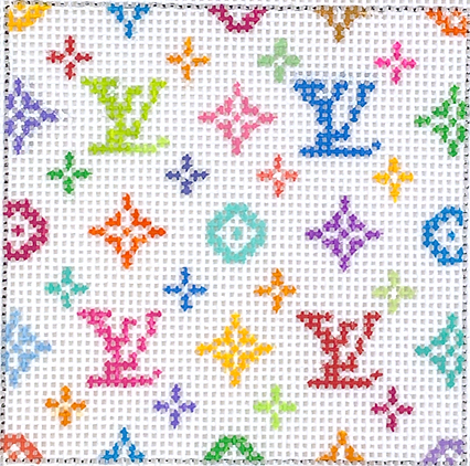 INSSQ3-03 Planet Earth 3” Square Insert – Louis Vuitton LV – multi color on white     - TS
