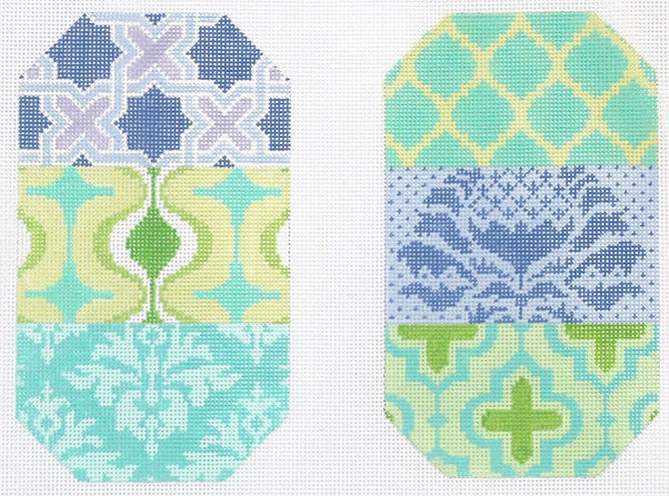 EGC-51 Glasses Case – Damask Patchwork – blues & greens (full-size ONLY) - TS