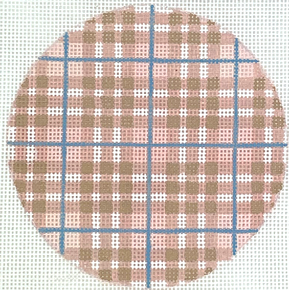 INSMC-07 Planet Earth & Lee 4” Round – Burberry Ladies’ Plaid – sandy pink, tan & light blue      - TS