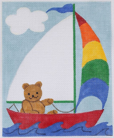 BA-03-18 Birth Announcement – Sailing Teddy on 18 mesh - TS