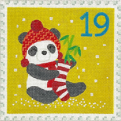 KH-PL-19 Klara Hawkins – Advent Stamp #19 – Panda w/ Stocking      - TS