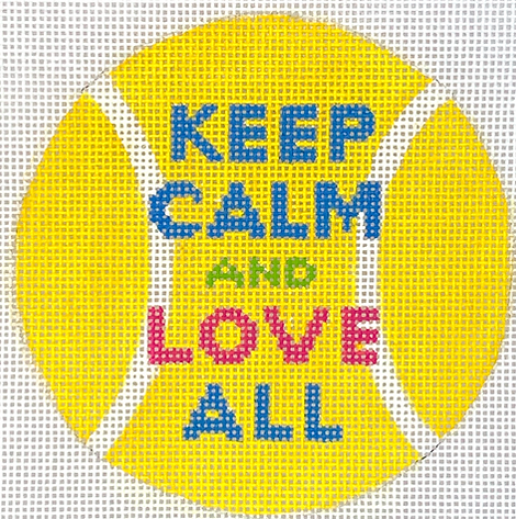 INSMC-62 Planet Earth & Lee 4” Round – Keep Calm & Love All – multi on yellow     - TS