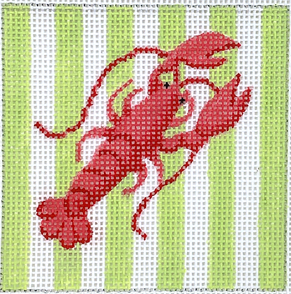 INSSQ3-15 Planet Earth 3” Square Insert – Lobster on Lime Cabana Stripes      - TS