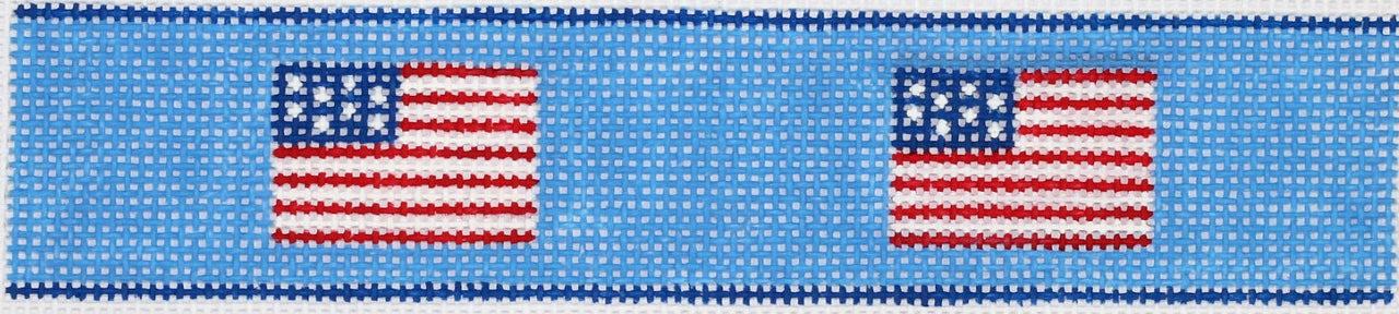 KF-39 Key Fob – American Flags on Bright Blue - TS