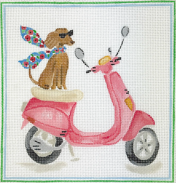 LB-PL-13 Lindsay Brackeen - Chic Pup on a Pink Vespa