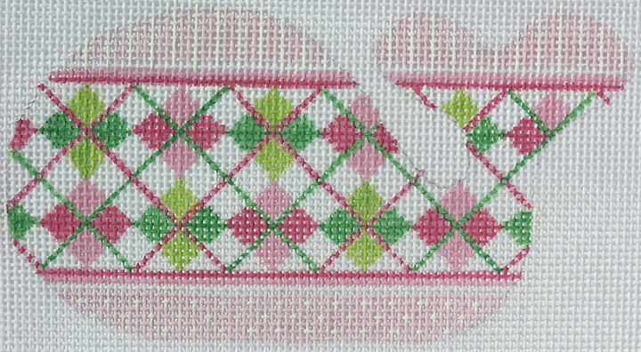 OM-35 Mini Whale – Argyle – pinks & greens (February) - TS