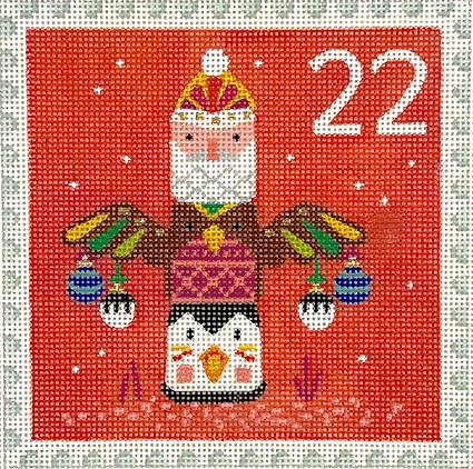 KH-PL-22 Klara Hawkins – Advent Stamp #22 – Totem Pole w/ Ornaments      - TS
