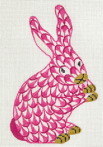 OM-153 Mini Herend-style Standing Bunny – pink w/ gold - TS