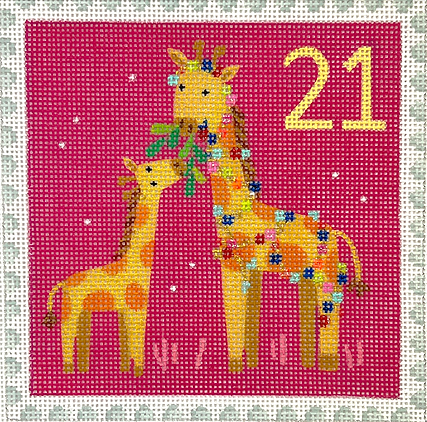 KH-PL-21 Klara Hawkins – Advent Stamp #21 – Giraffes       - TS