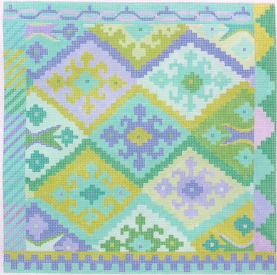PL-143 Kilim Square w/ Stepped Diamonds – Caribbean palette - TS
