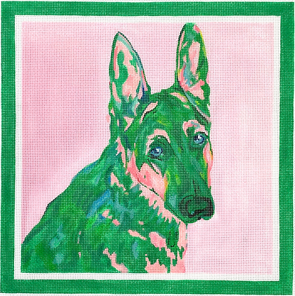 MC-PL-20 Megan Carn – German Shepherd – greens & pinks - TS