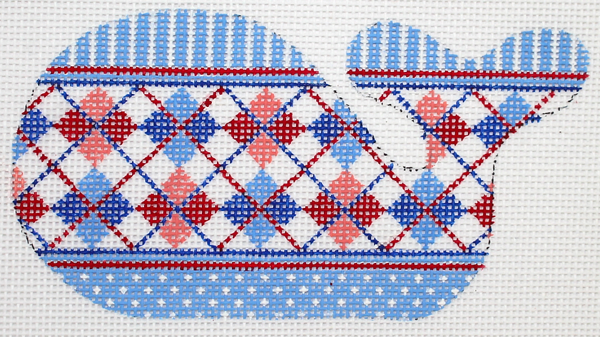 OM-234 Mini Whale – Patriotic Argyle – red, white & blue – red, white & blue       - TS