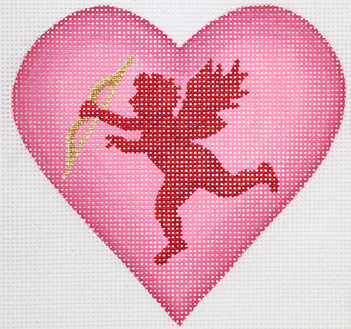 OM-251 Valentine Mini Heart – Cupid With Bow & Arrow – pinks, red, & gold   - TS