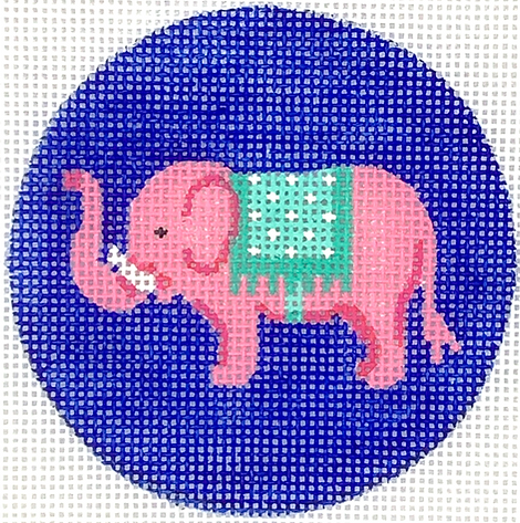 INSL3-44 Lee’s 3” Insert – Pink Elephant w/ Turquoise Blanket – on bright blue - TS