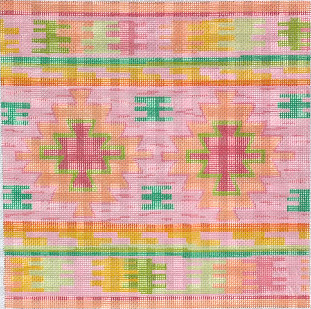 PL-146 Dhurrie Square w/ Medallions – summer melons palette - TS