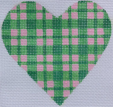 OM-16 Mini Heart – Plaid – greens w/ pink (December)  - TS