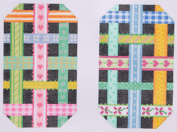 EGC-04f Glasses Case – Woven Ribbons – multi on black (full-size) - TS