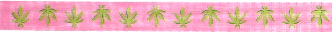BL-422 Belt – Weed Leaves – bright pink with green leaves - TS