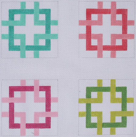 CO4-41 Set of 4 Coasters – Interlocking Squares – multi brights - TS