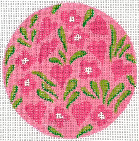 INSL3-02 3” Round – Hawaiian Floral w/ Hearts – greens & pinks - TS