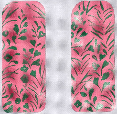 EGC-01h Glasses Case – Hawaiian Floral – greens on pink (half-size) - TS