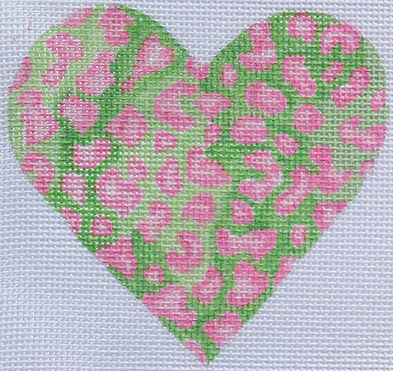 OM-12 Mini Heart – Mottled Cheetah – pinks & greens (August)  - TS
