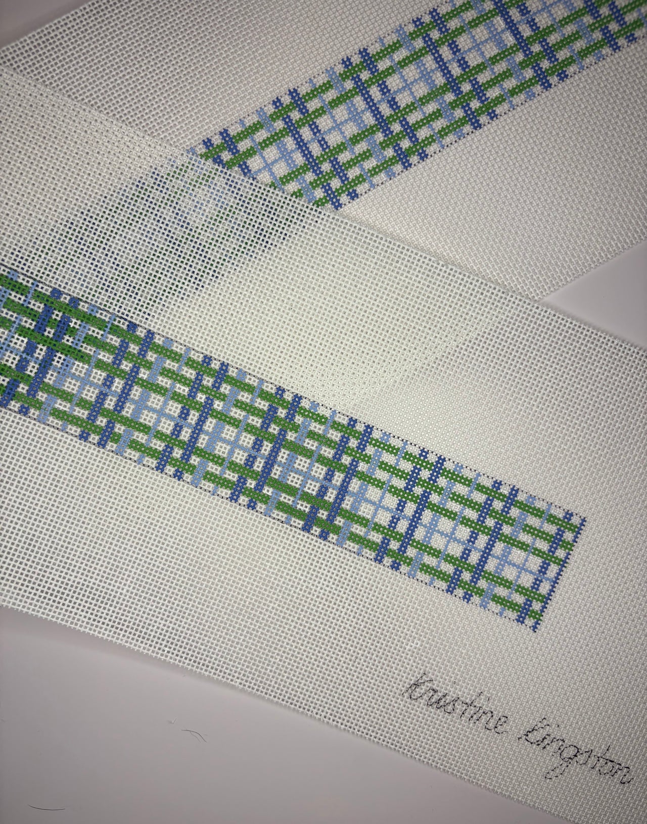 KKB538 Blue and Green Plaid Belt
