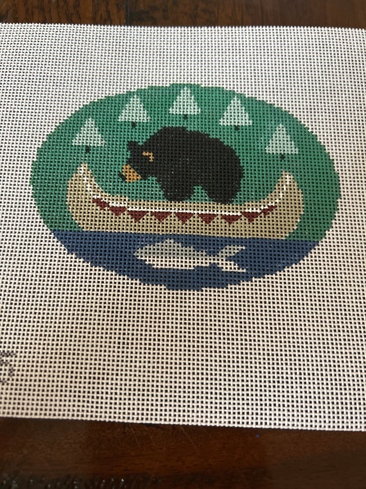 MO115 Bear w/Indian Canoe Oval - TS