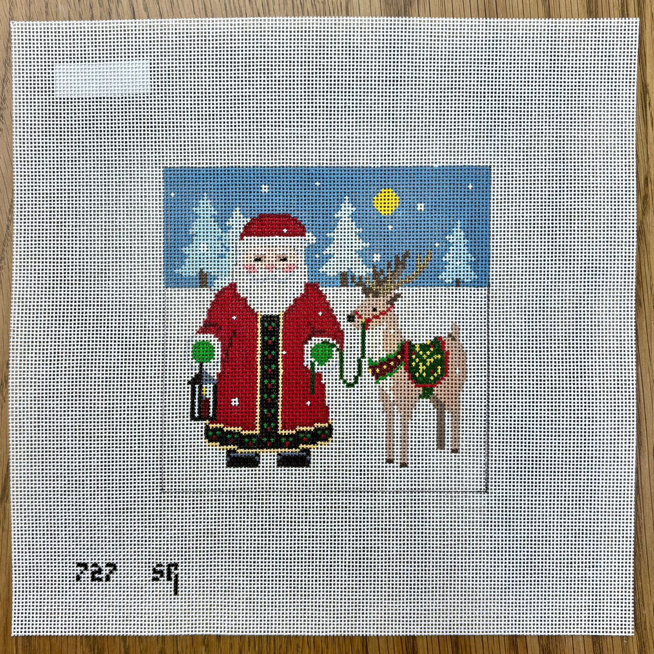 SR0727 Santa With Reindeer, 5" Square - 18 mesh - TS