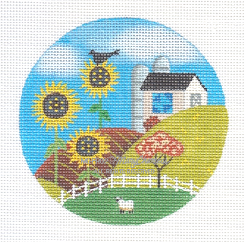 MCFR02 - Folk Art Rounds: Barn & Sunflowers - TS