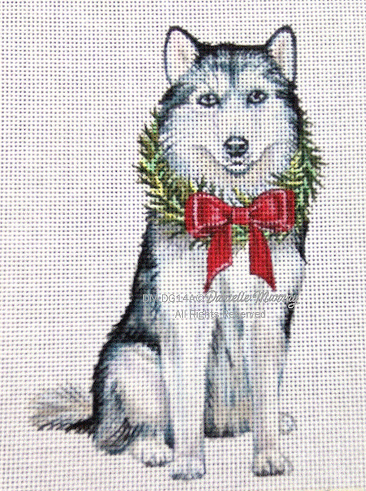 DMDG14A - Dog: Holiday Husky ornament - TS