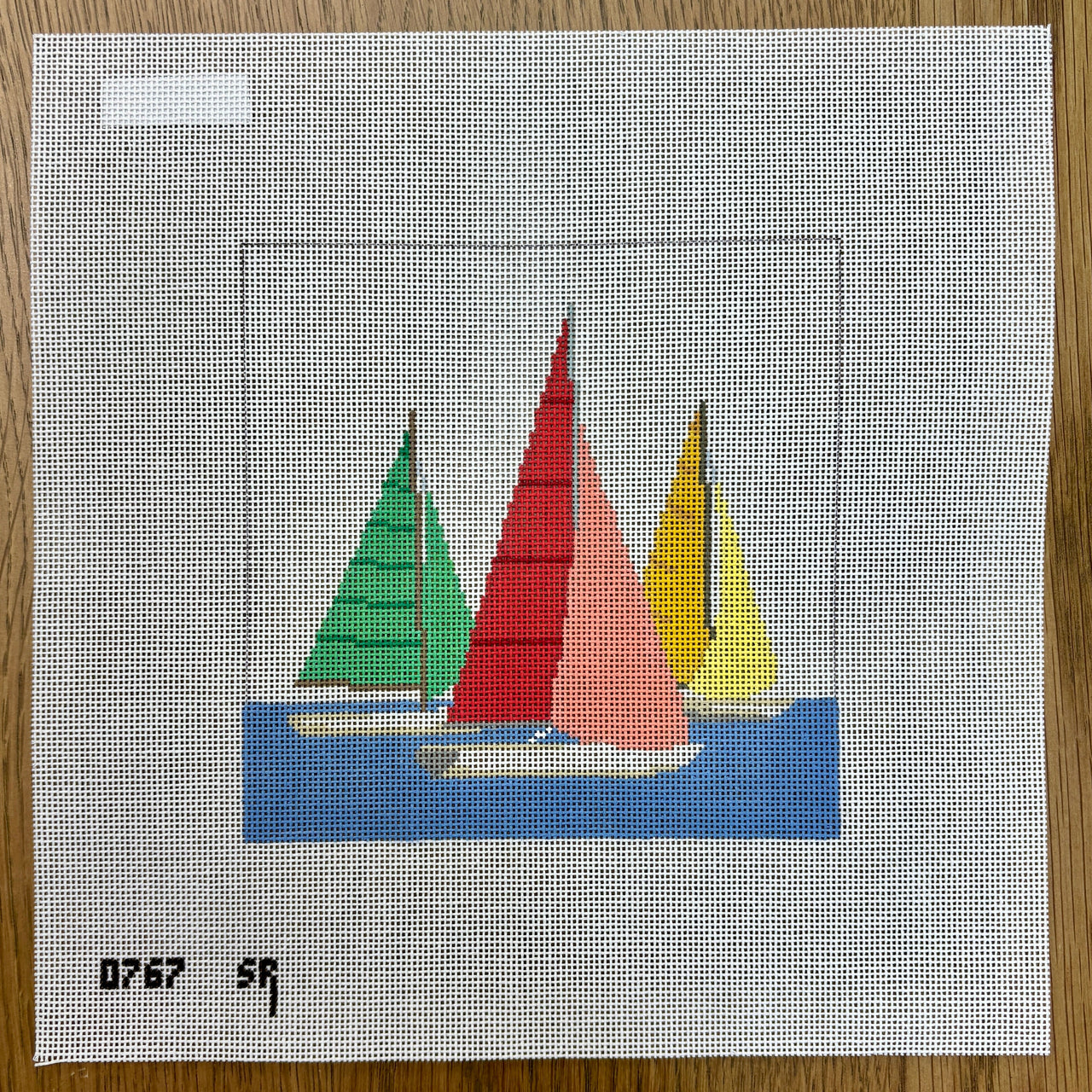 SR0767 Resting Sailboats, 6" Square - 18 mesh - TS
