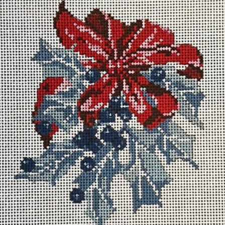 KW040 Blue Holly with Red Bow - TS