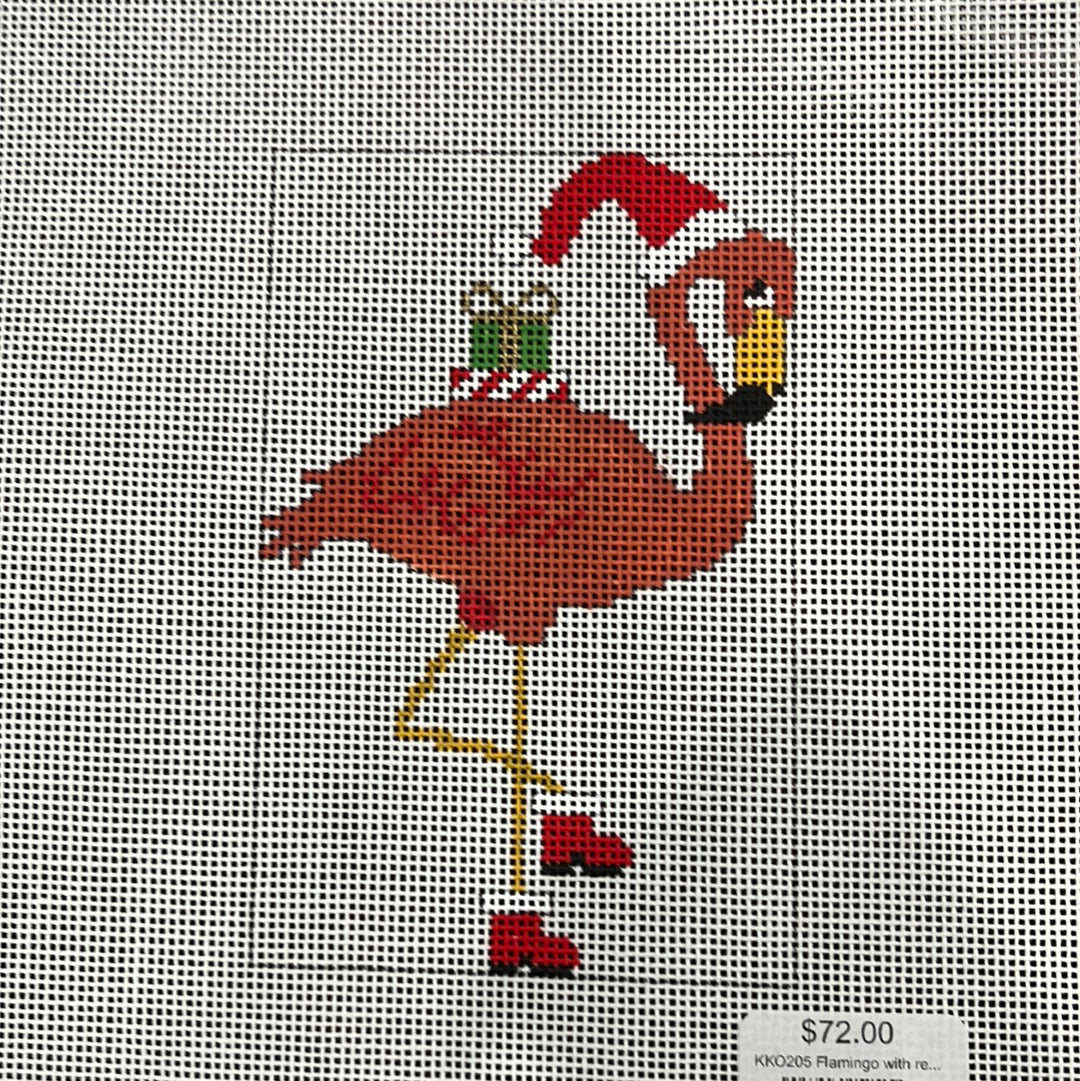 KKO205 Flamingo with red hat and presents