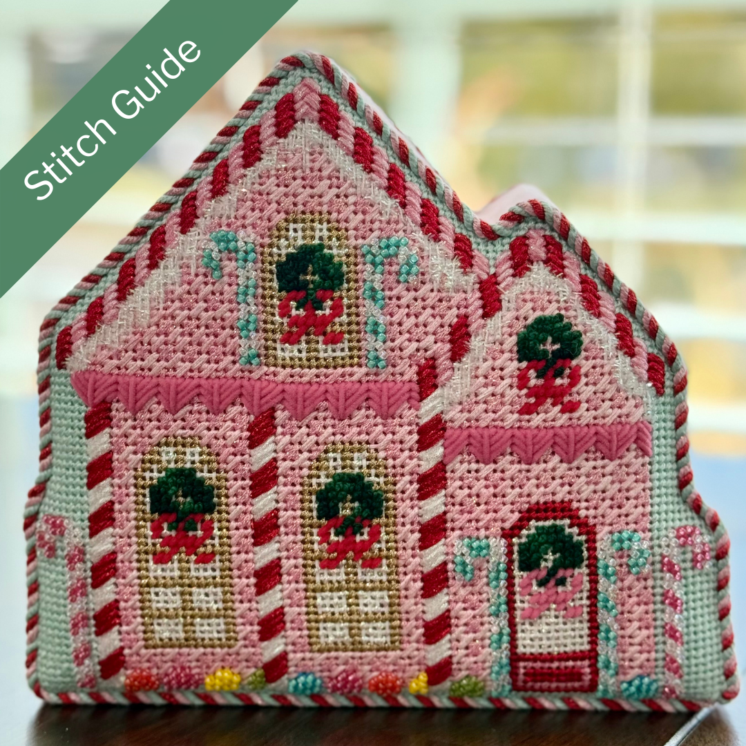 Le Point Christmas Village Peppermint House Canvas + Stitch Guide by Melissa MacLeod